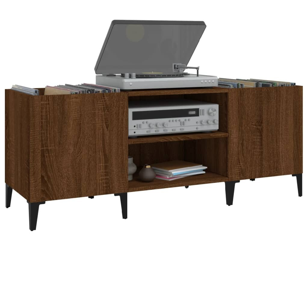 Record Cabinet Brown Oak 121x38x48 cm Engineered Wood