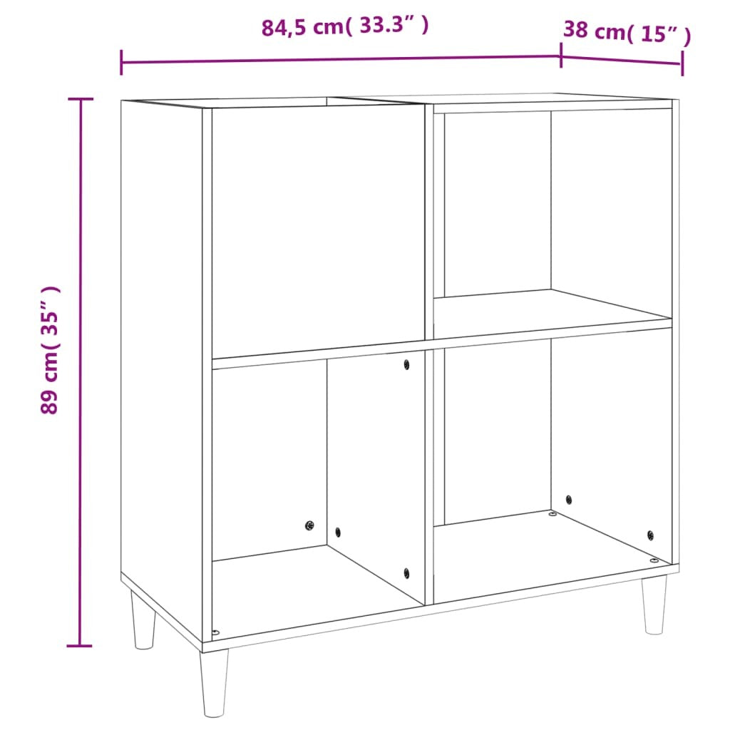 Record Cabinet Smoked Oak 84.5x38x89 cm Engineered Wood