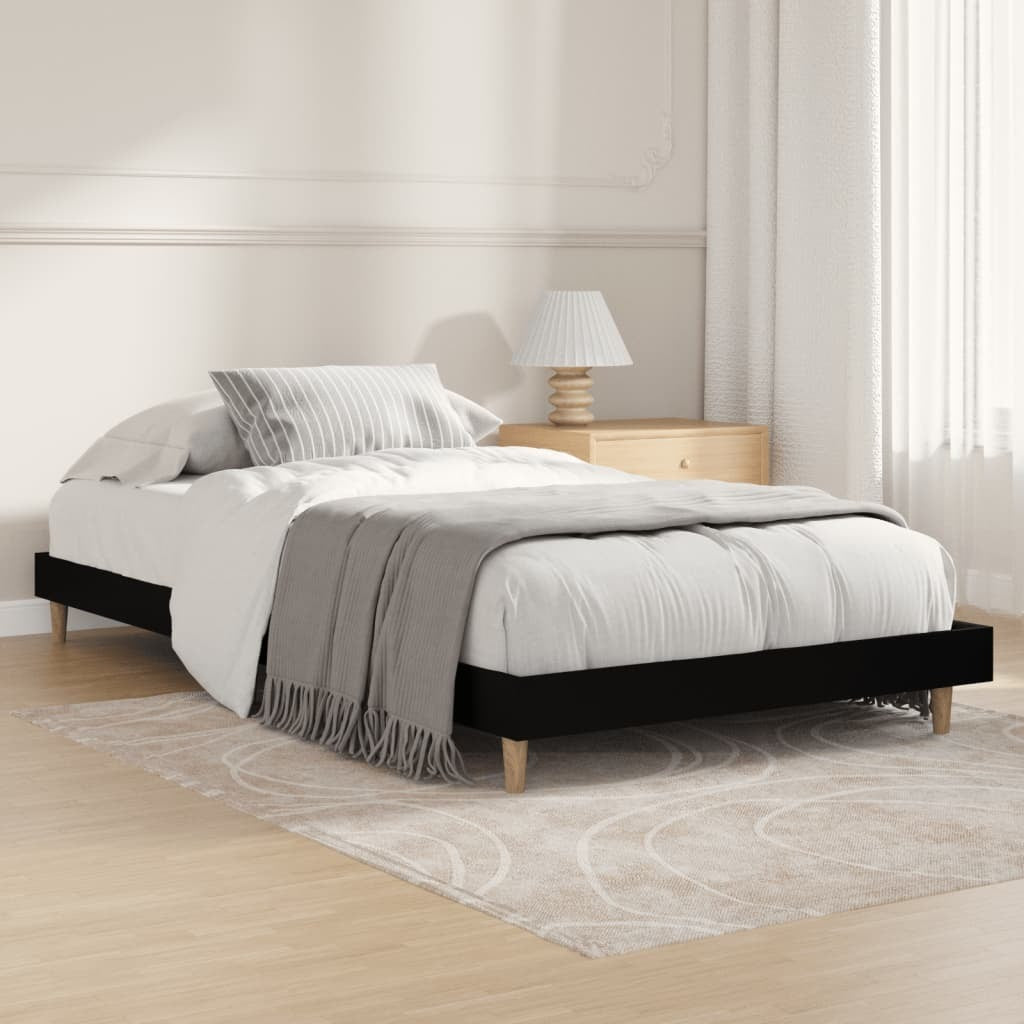 Bed Frame without Mattress Black 100x200 cm Engineered Wood