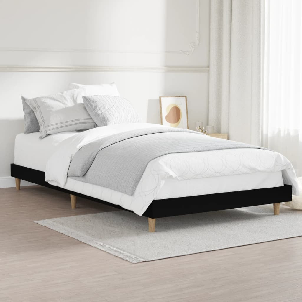 Bed Frame without Mattress Black 100x200 cm Engineered Wood