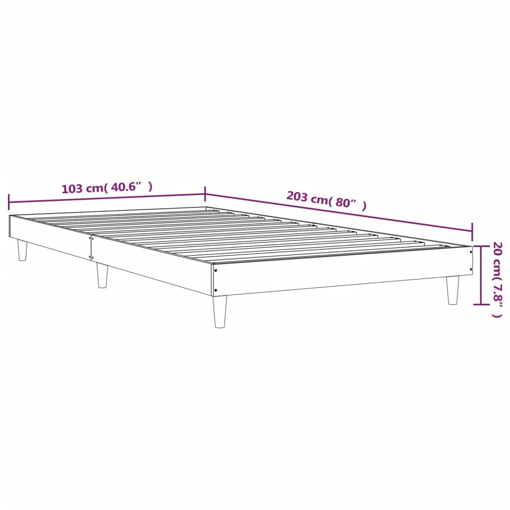 Bed Frame without Mattress Black 100x200 cm Engineered Wood