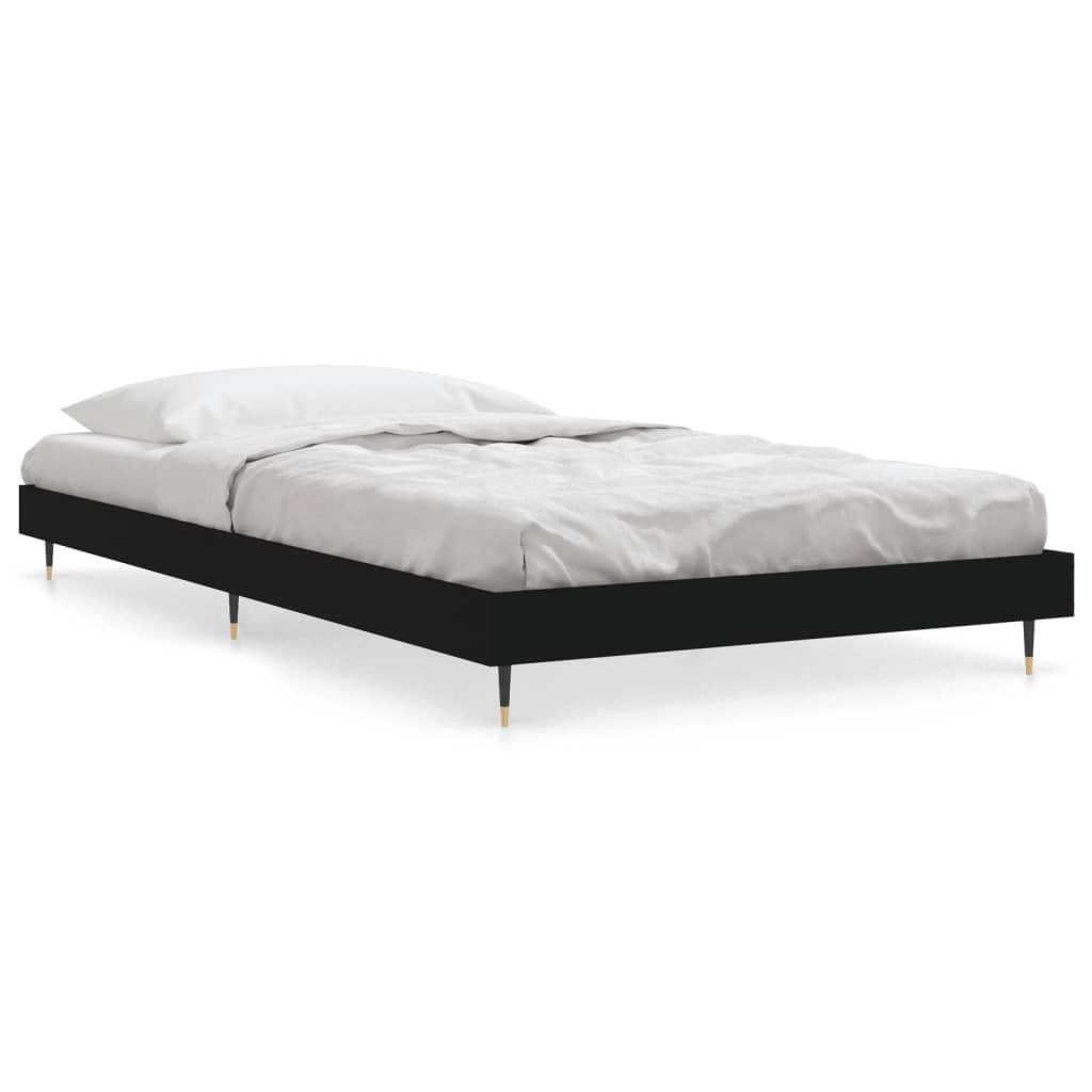 Bed Frame without Mattress Black 100x200 cm Engineered Wood