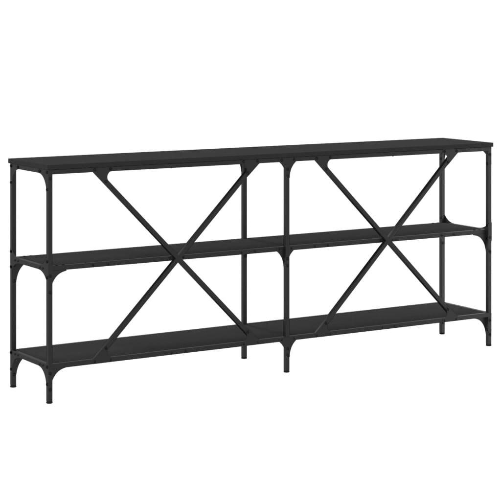 Console Table Black 180x30x75 cm Engineered Wood and Iron