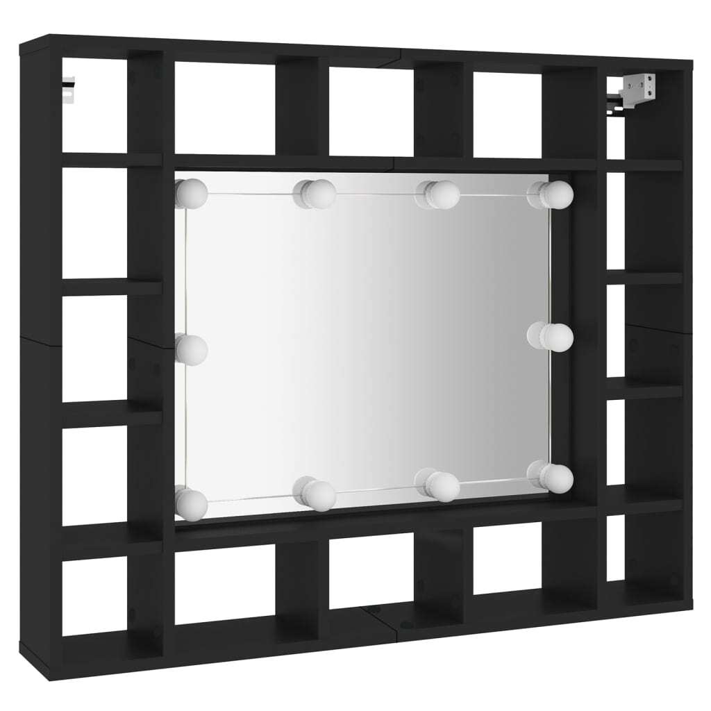 LED Mirror Cabinet Black 91x15x76.5 cm