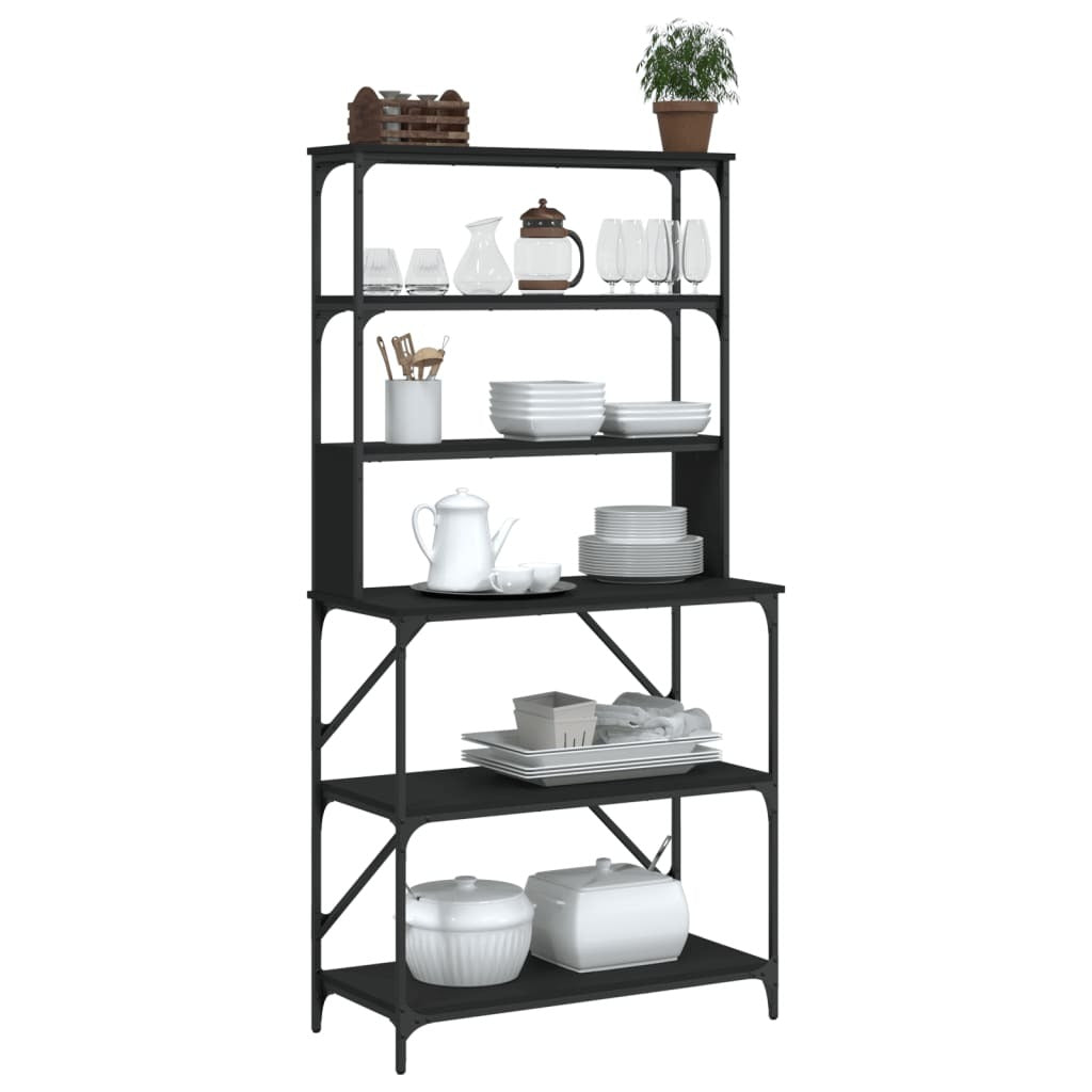 Baker's Rack 6-Tier Black 90x40x180 cm Engineered Wood