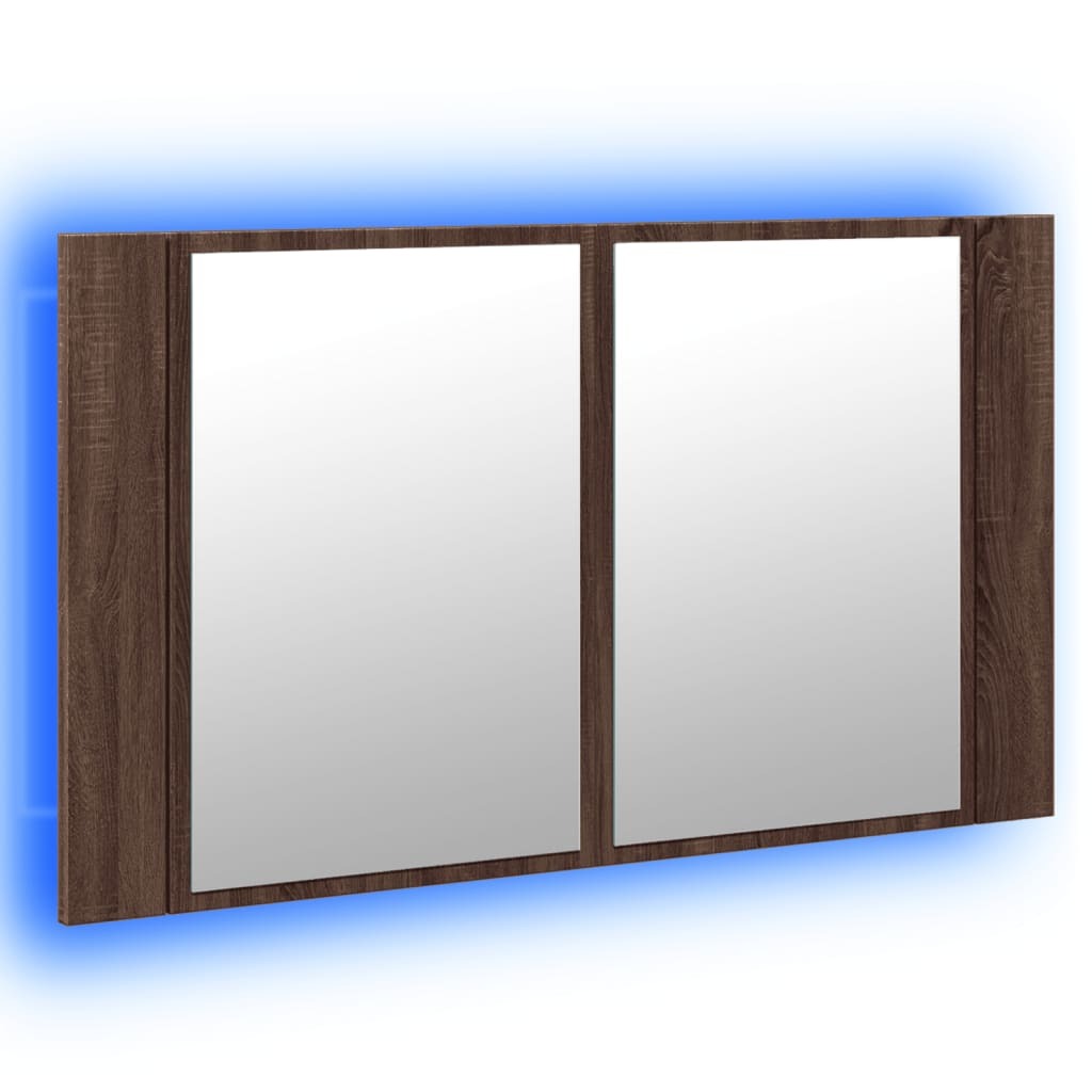 LED Bathroom Mirror Cabinet Brown Oak 80x12x45 cm Acrylic