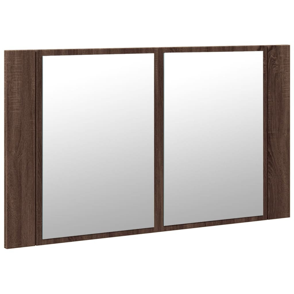 LED Bathroom Mirror Cabinet Brown Oak 80x12x45 cm Acrylic