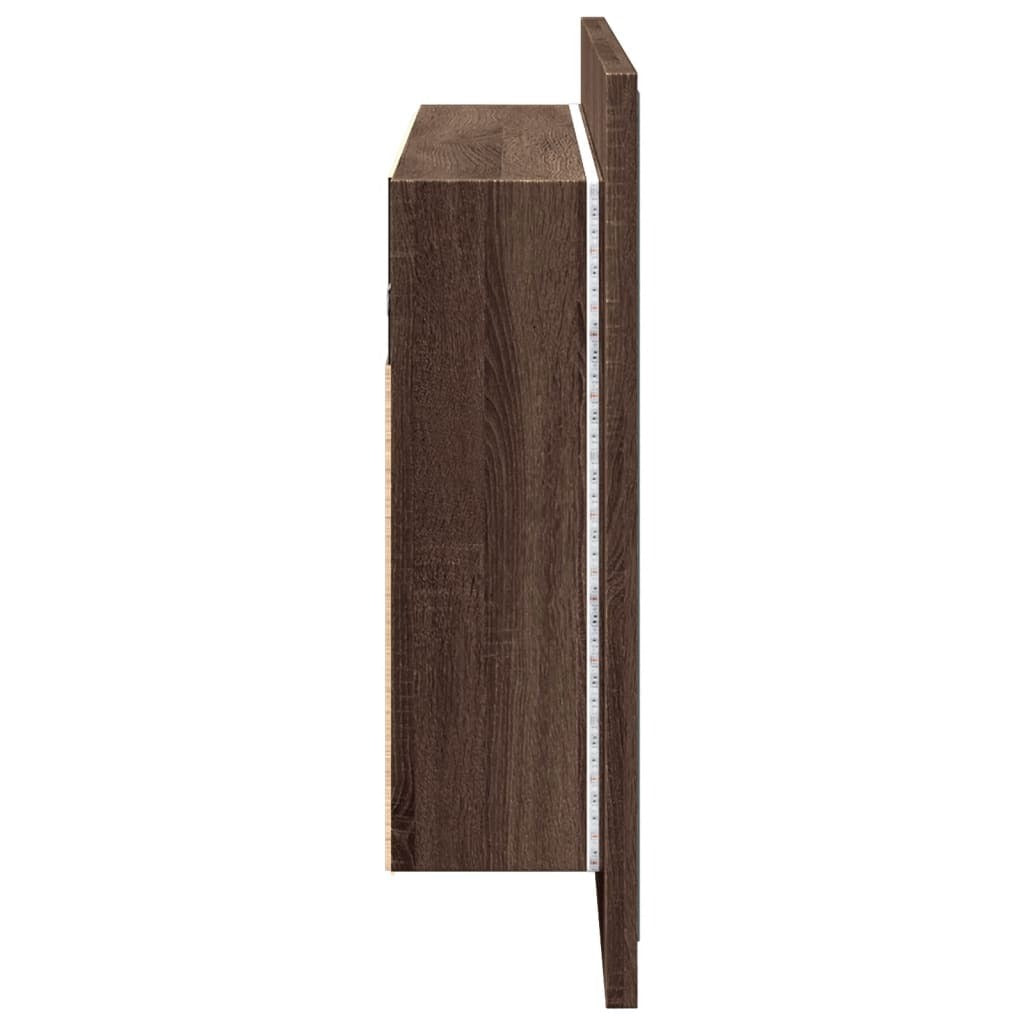 LED Bathroom Mirror Cabinet Brown Oak 80x12x45 cm Acrylic