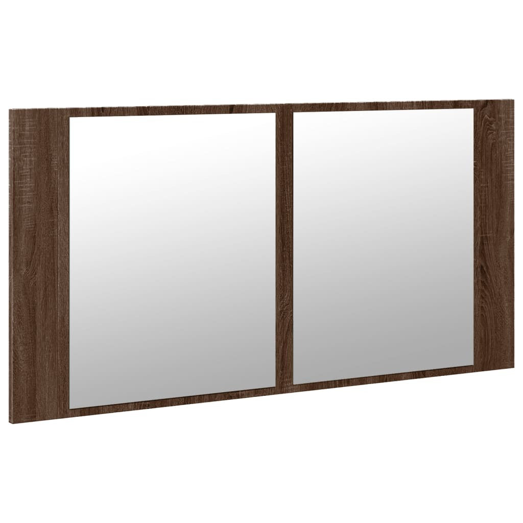 LED Bathroom Mirror Cabinet Brown Oak 90x12x45 cm Acrylic
