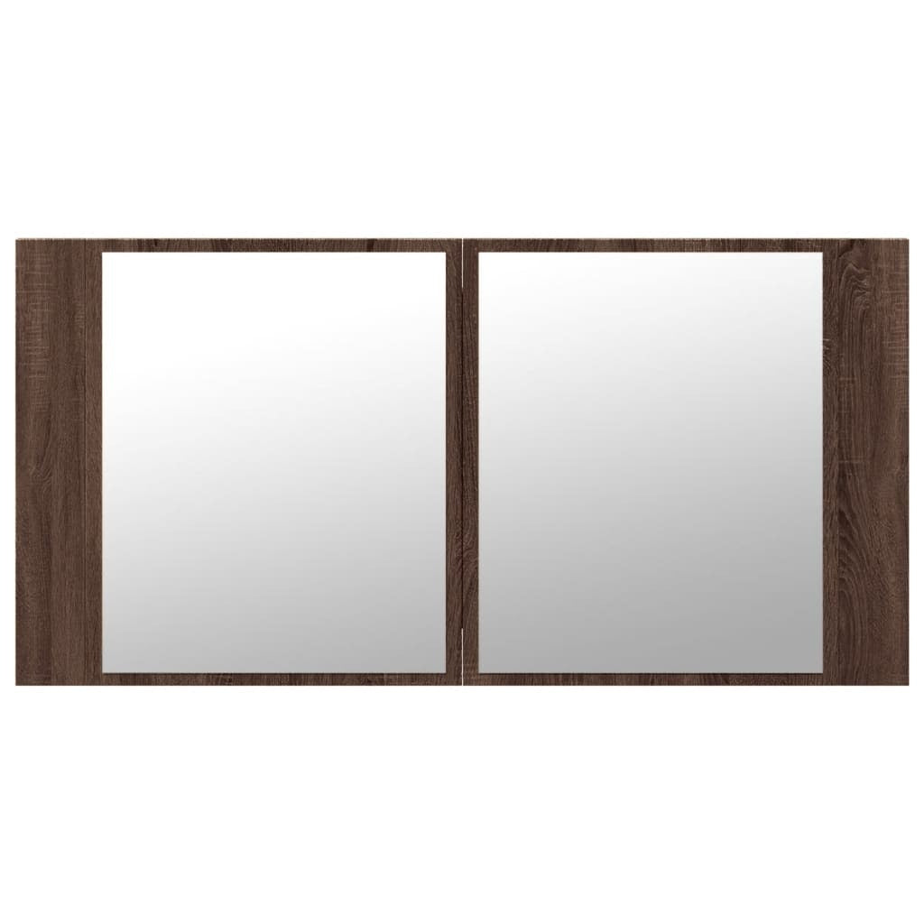 LED Bathroom Mirror Cabinet Brown Oak 90x12x45 cm Acrylic