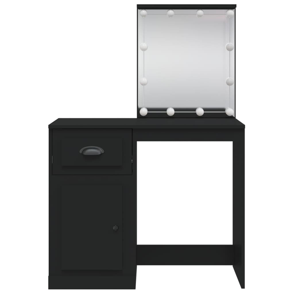 Dressing Table with LED Lights Black 90x42x132.5 cm