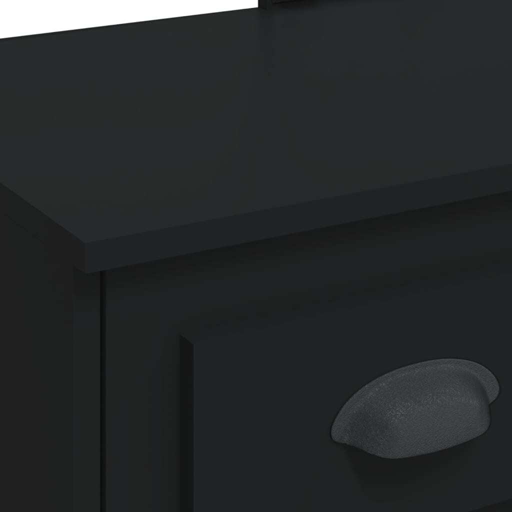 Dressing Table with LED Lights Black 90x42x132.5 cm