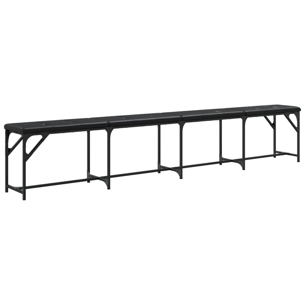 Dining Bench Black 248x32x45 cm Steel and Faux Leather