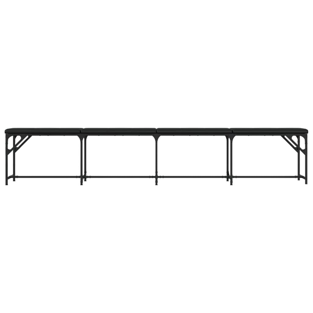 Dining Bench Black 248x32x45 cm Steel and Faux Leather