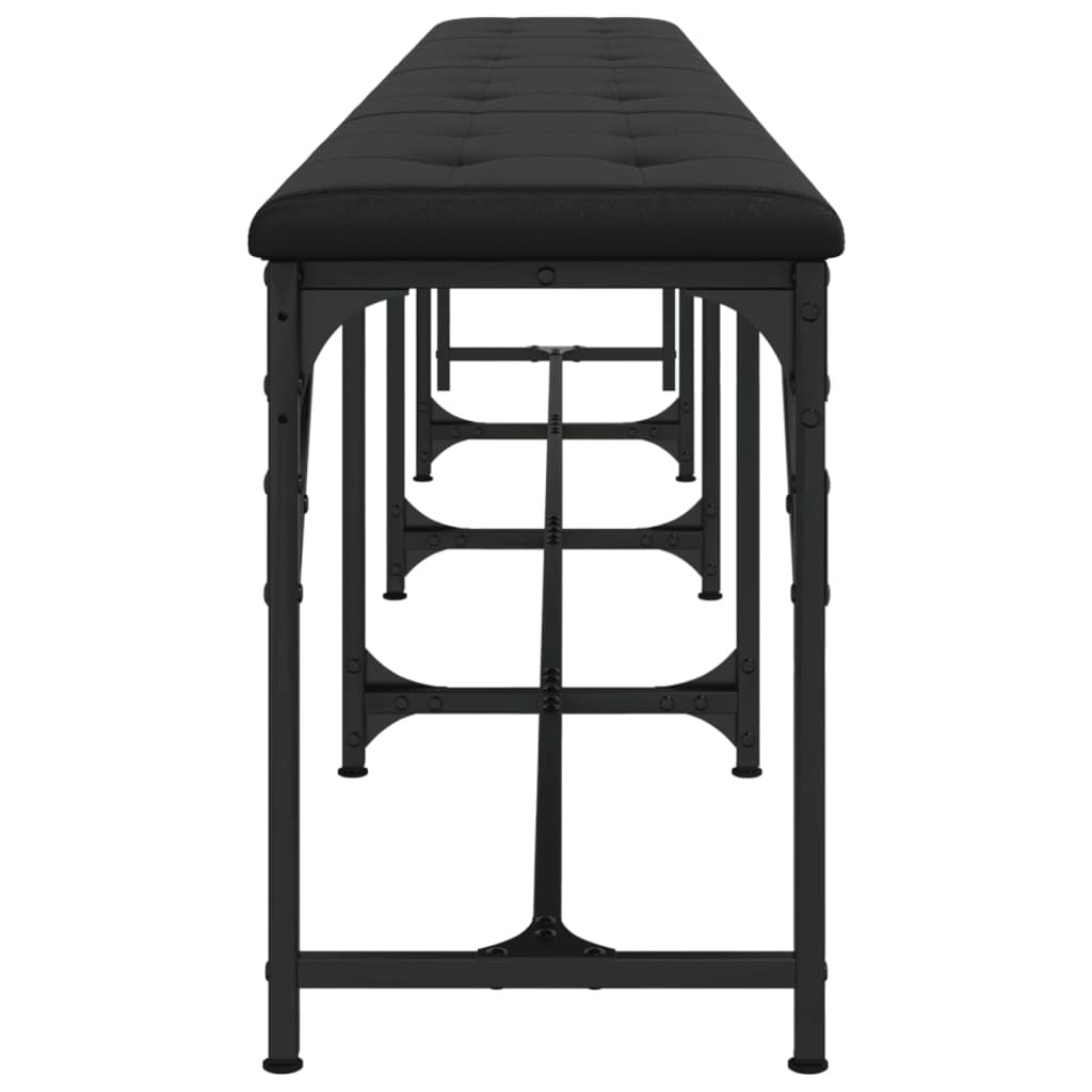 Dining Bench Black 248x32x45 cm Steel and Faux Leather