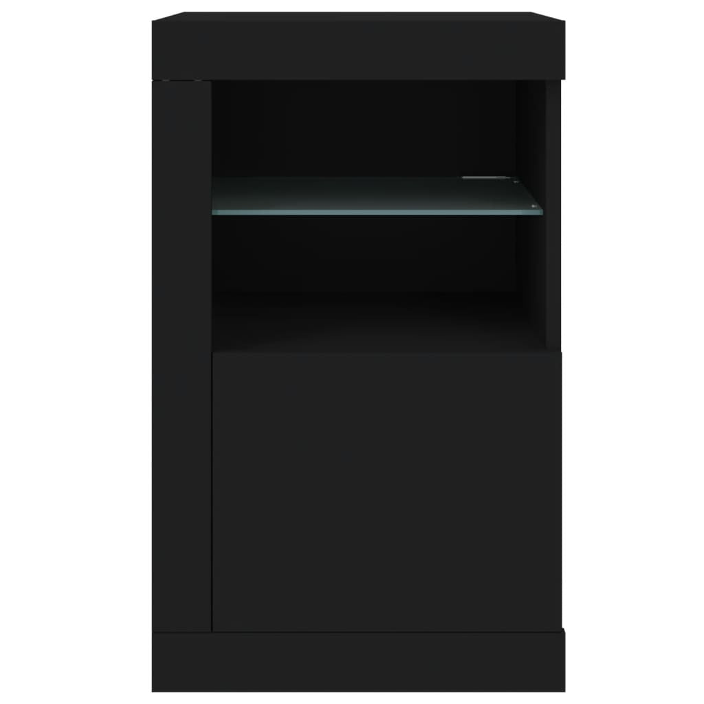 Side Cabinets with LED Lights 2 pcs Black Engineered Wood