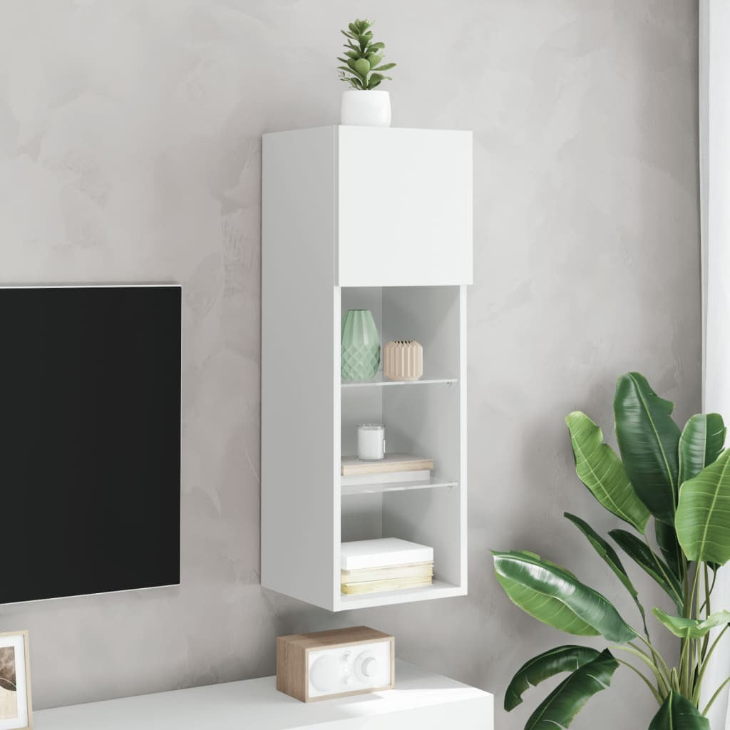 TV Cabinet with LED Lights White 30.5x30x90 cm