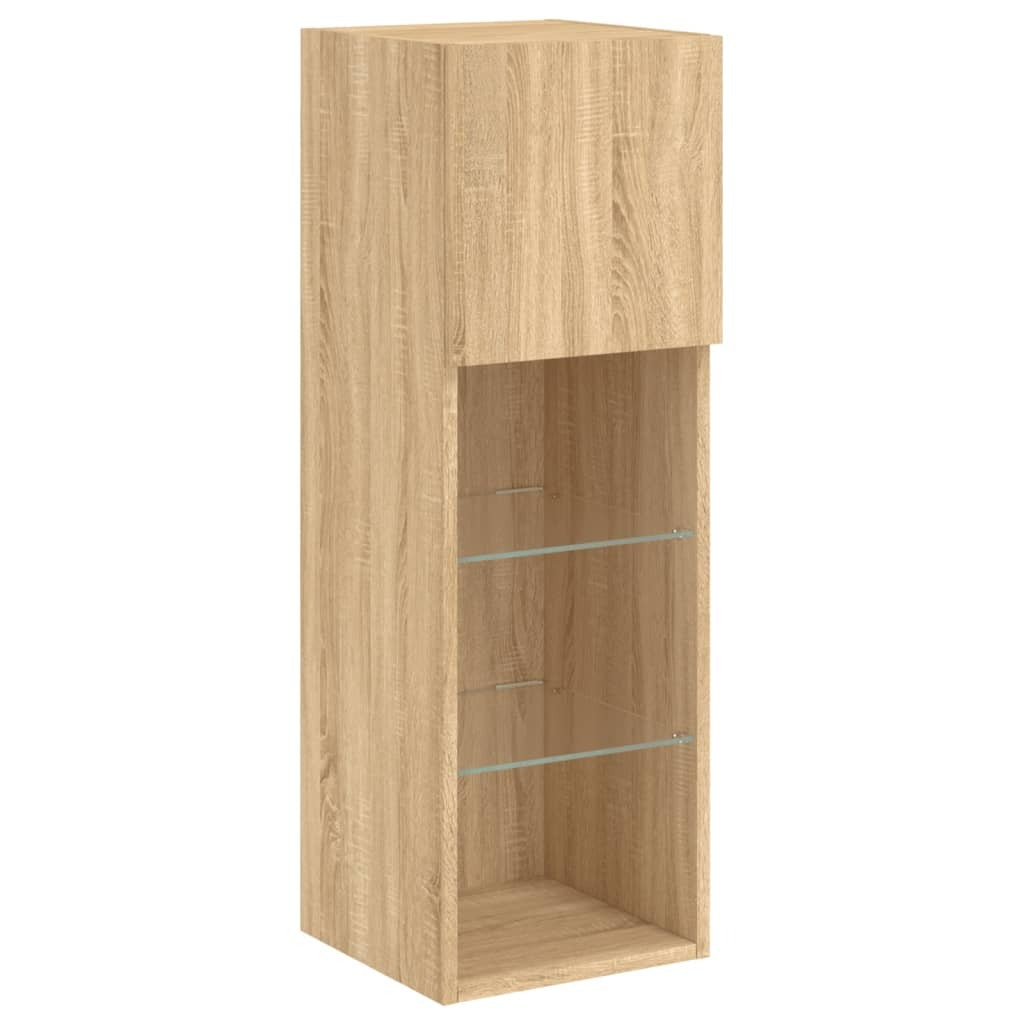 TV Cabinets with LED Lights 2 pcs Sonoma Oak 30.5x30x90 cm