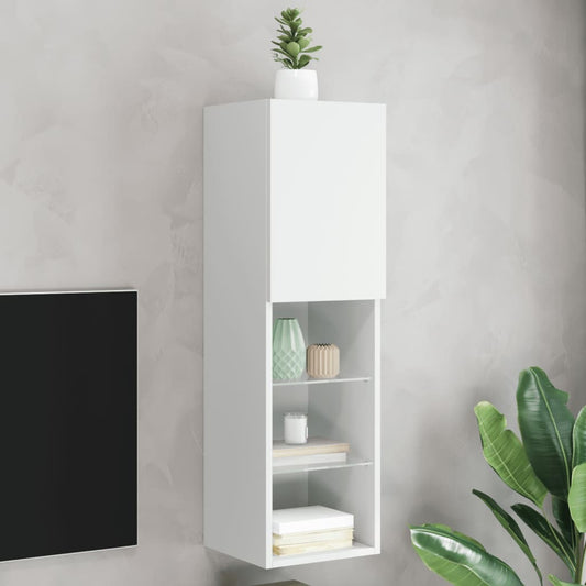 TV Cabinet with LED Lights White 30.5x30x102 cm