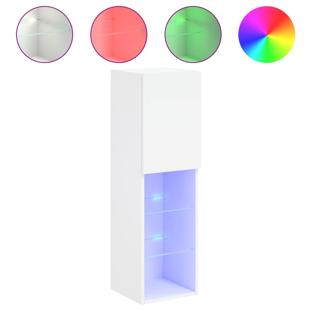 TV Cabinet with LED Lights White 30.5x30x102 cm