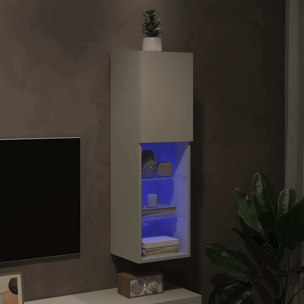 TV Cabinet with LED Lights White 30.5x30x102 cm