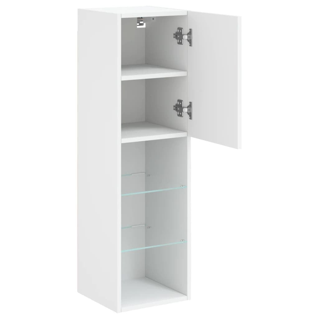 TV Cabinet with LED Lights White 30.5x30x102 cm