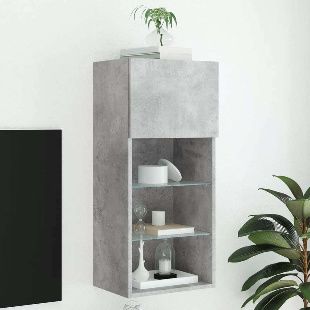 TV Cabinet with LED Lights Concrete Grey 40.5x30x90 cm
