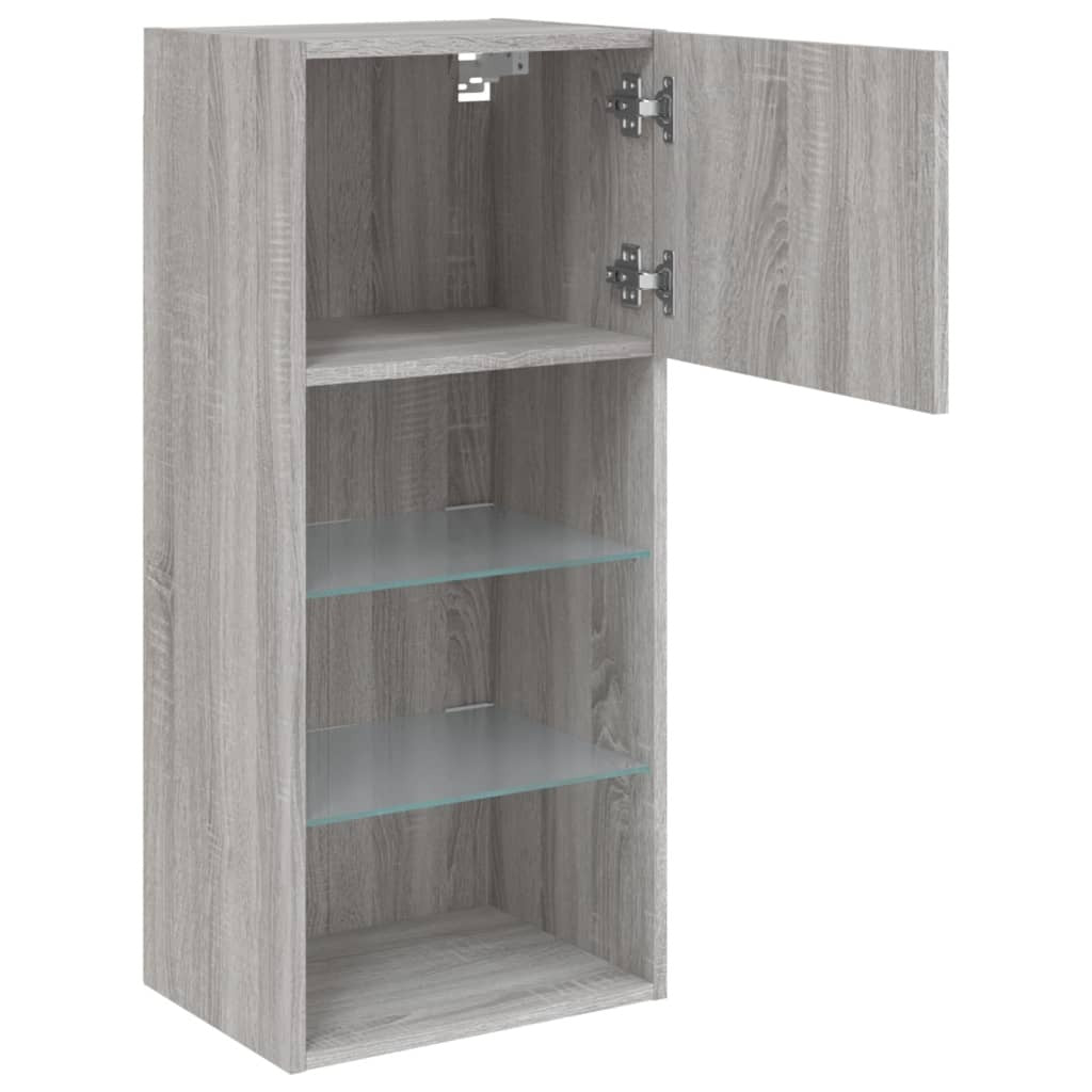 TV Cabinet with LED Lights Grey Sonoma 40.5x30x90 cm