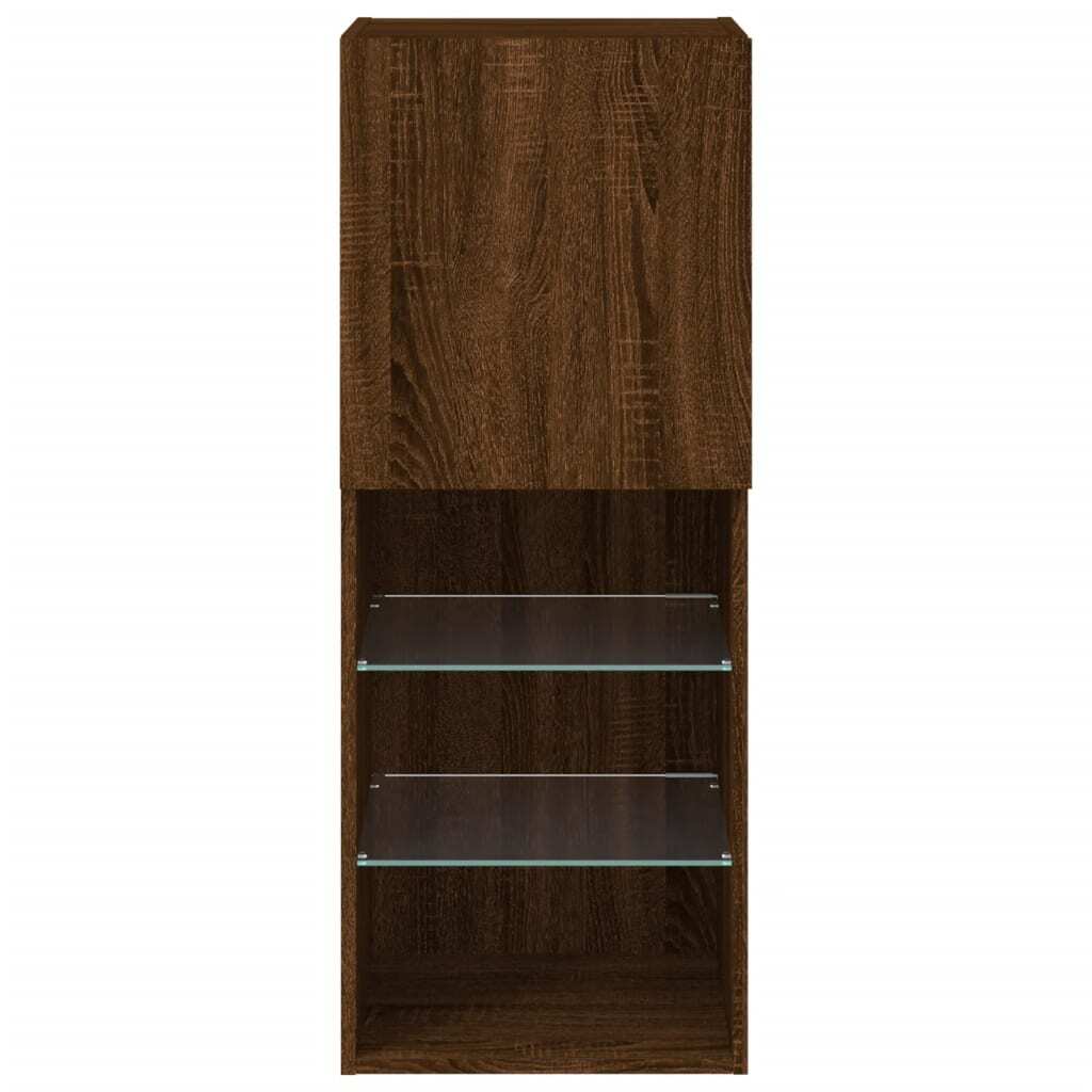 TV Cabinet with LED Lights Brown Oak 40.5x30x102 cm