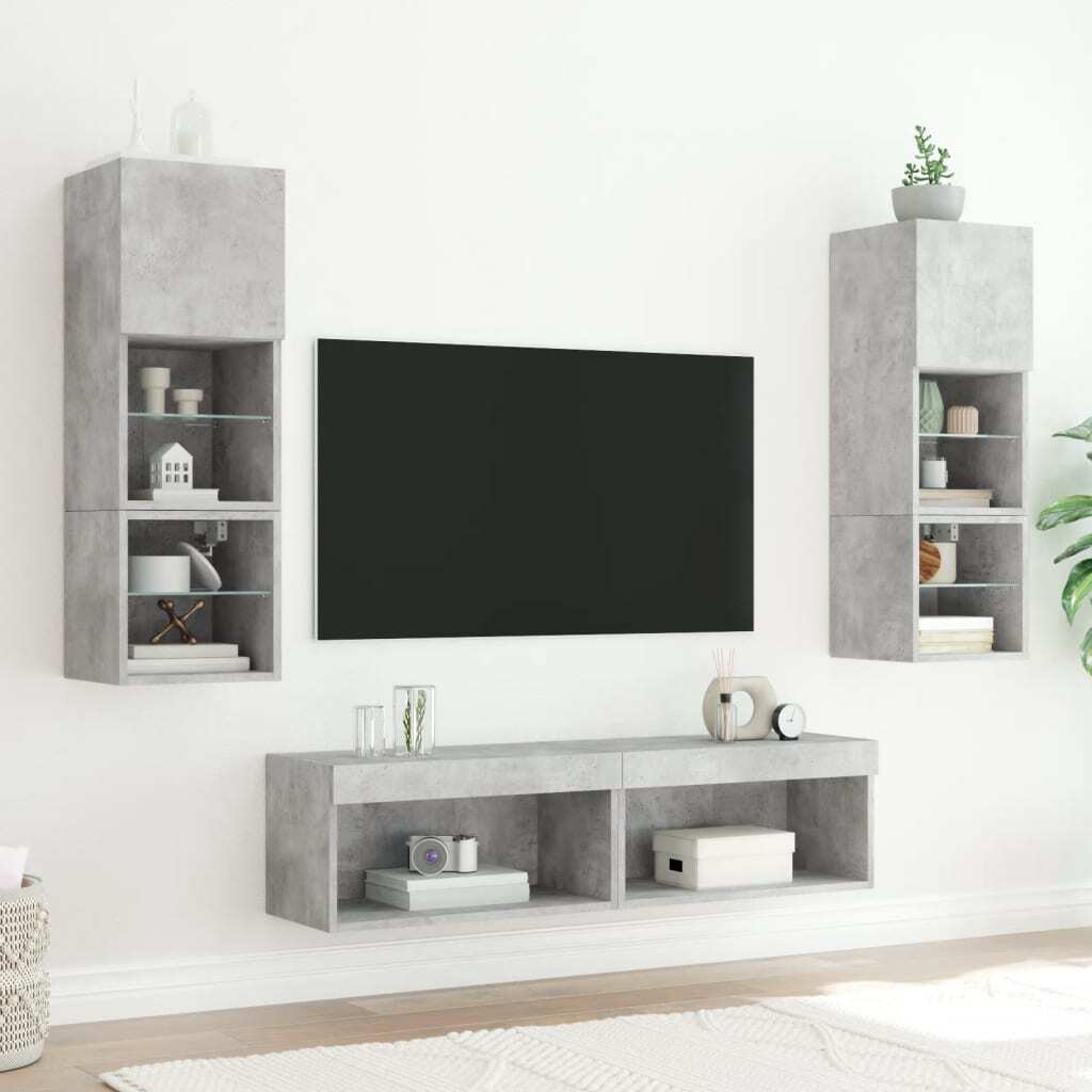 TV Cabinet with LED Lights Concrete Grey 60x30x30 cm