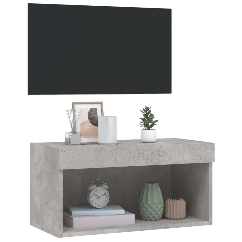 TV Cabinet with LED Lights Concrete Grey 60x30x30 cm