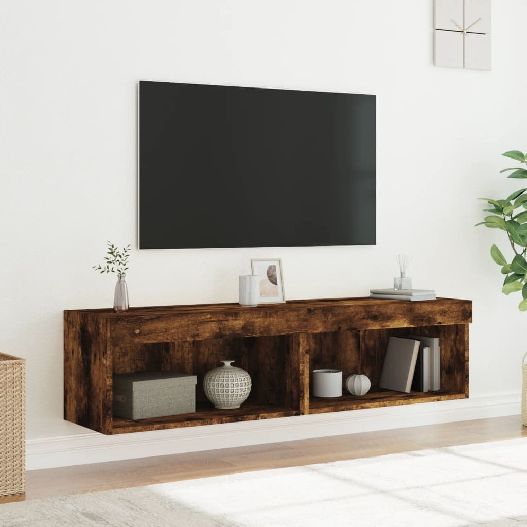 TV Cabinets with LED Lights 2 pcs Smoked Oak 60x30x30 cm