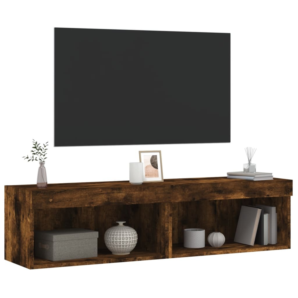 TV Cabinets with LED Lights 2 pcs Smoked Oak 60x30x30 cm