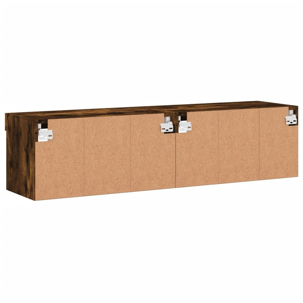 TV Cabinets with LED Lights 2 pcs Smoked Oak 60x30x30 cm