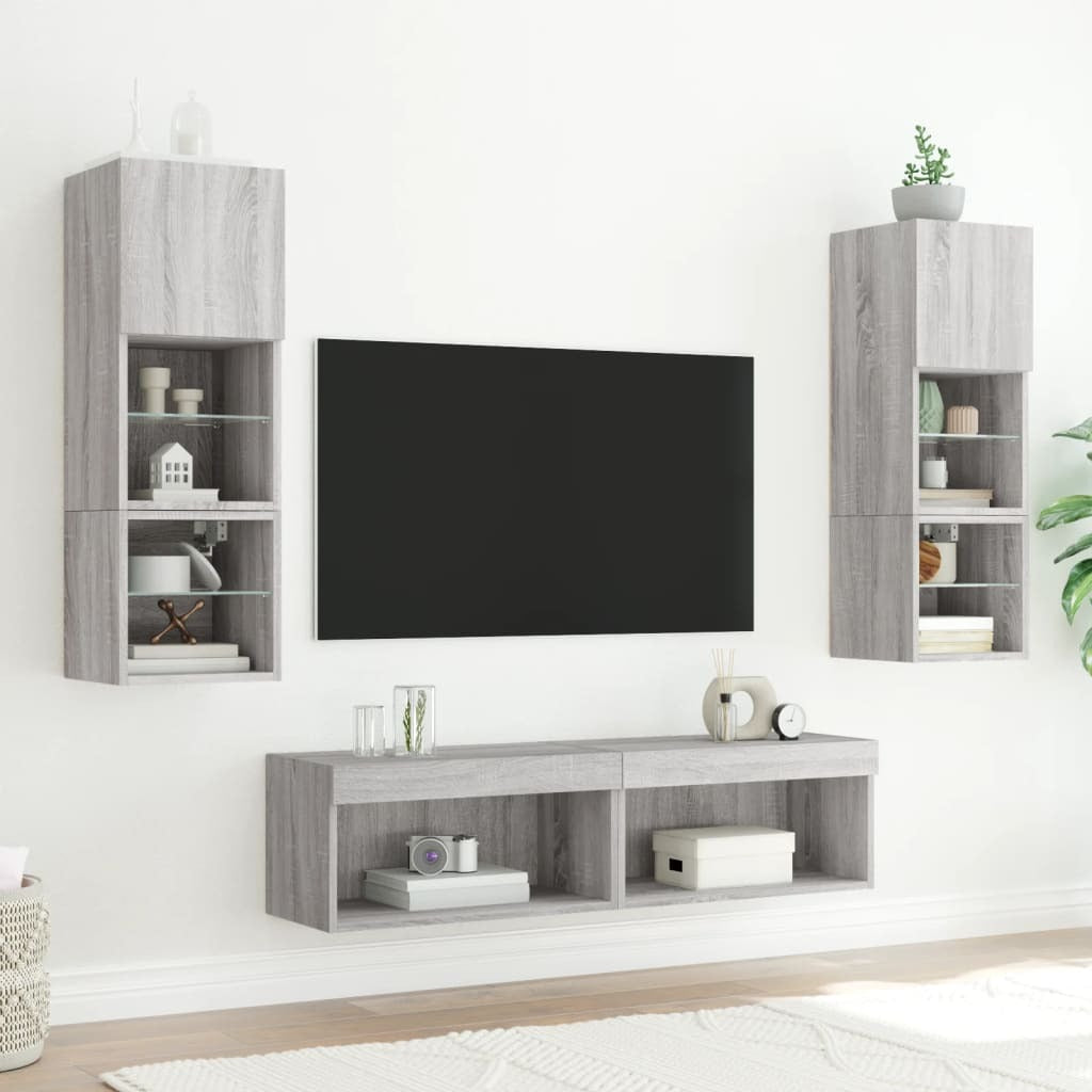 TV Cabinet with LED Lights Grey Sonoma 60x30x30 cm