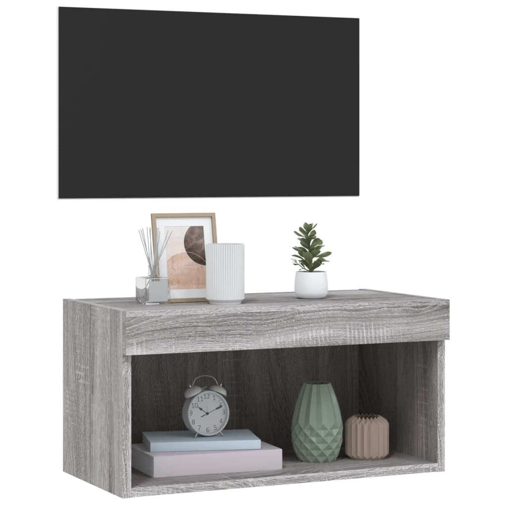 TV Cabinet with LED Lights Grey Sonoma 60x30x30 cm