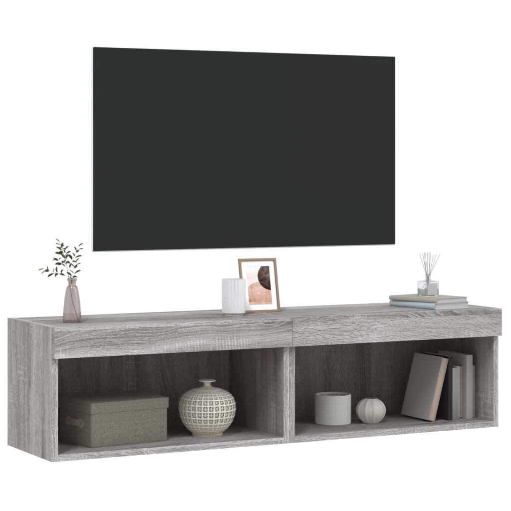 TV Cabinets with LED Lights 2 pcs Grey Sonoma 60x30x30 cm