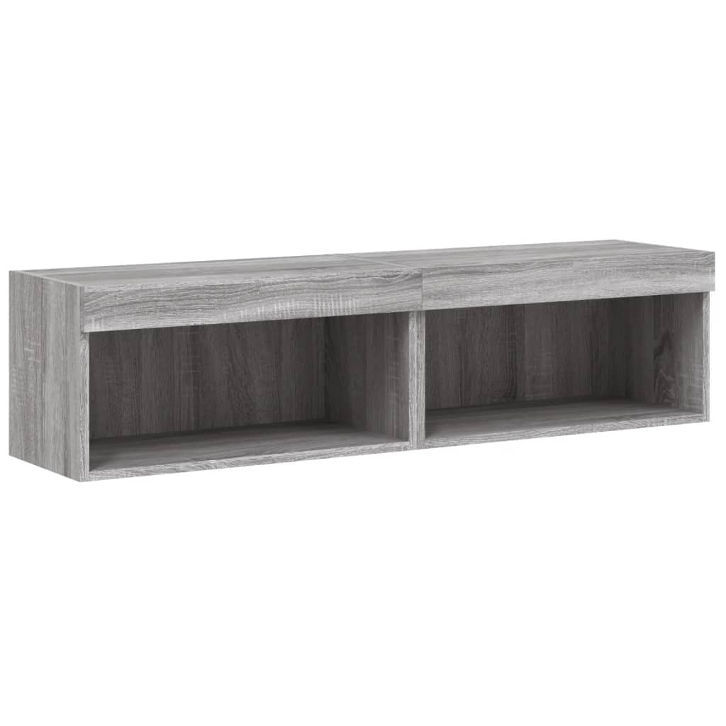 TV Cabinets with LED Lights 2 pcs Grey Sonoma 60x30x30 cm