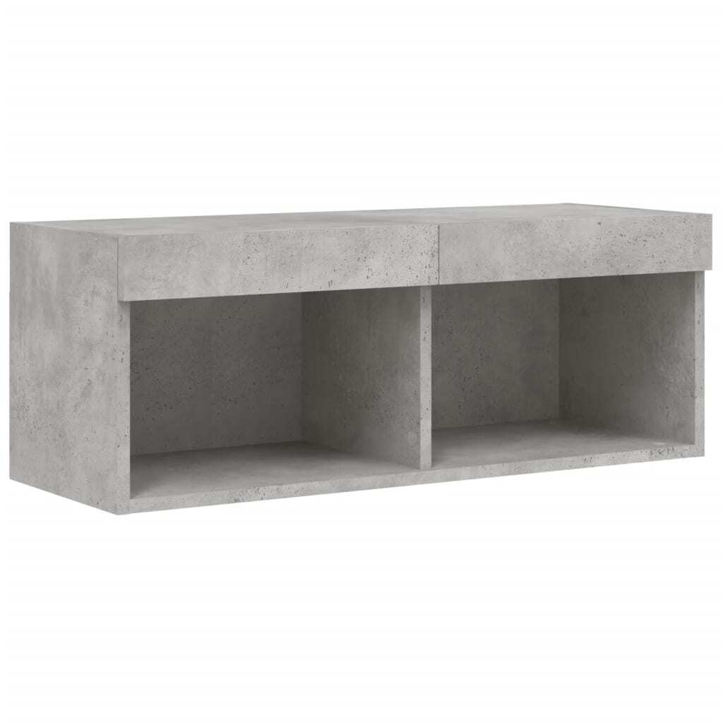 TV Cabinet with LED Lights Concrete Grey 80x30x30 cm