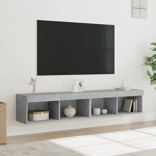 TV Cabinets with LED Lights 2 pcs Concrete Grey 80x30x30 cm