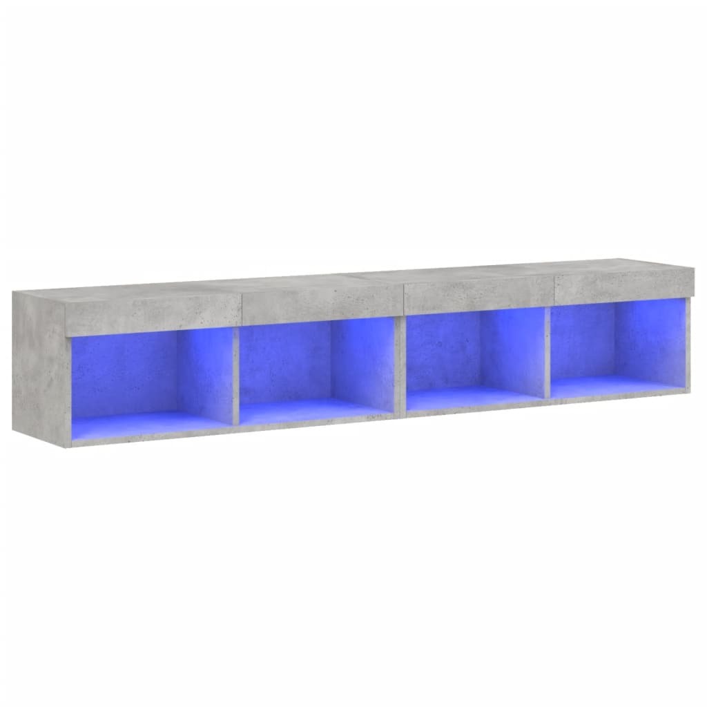 TV Cabinets with LED Lights 2 pcs Concrete Grey 80x30x30 cm