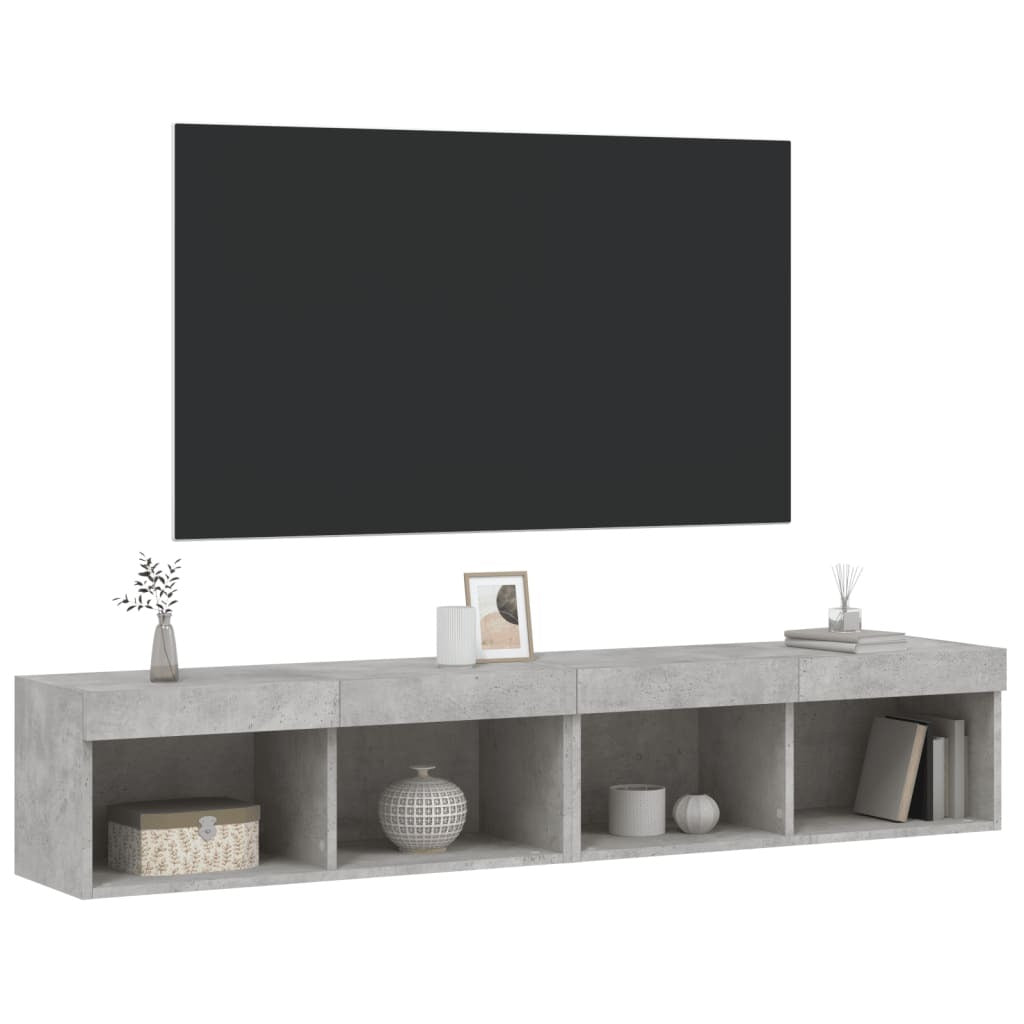 TV Cabinets with LED Lights 2 pcs Concrete Grey 80x30x30 cm