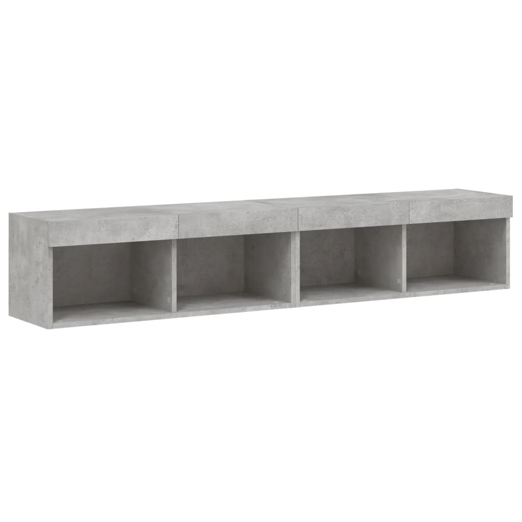 TV Cabinets with LED Lights 2 pcs Concrete Grey 80x30x30 cm