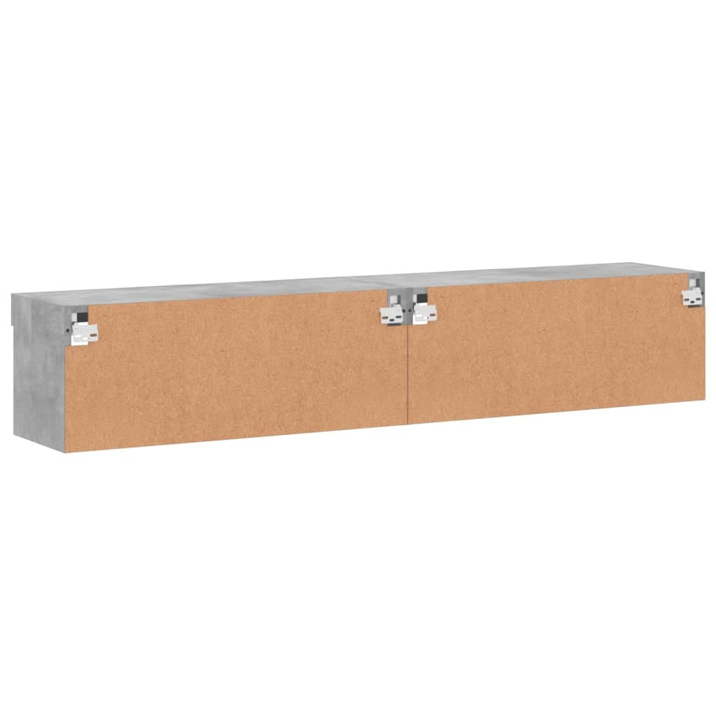 TV Cabinets with LED Lights 2 pcs Concrete Grey 80x30x30 cm