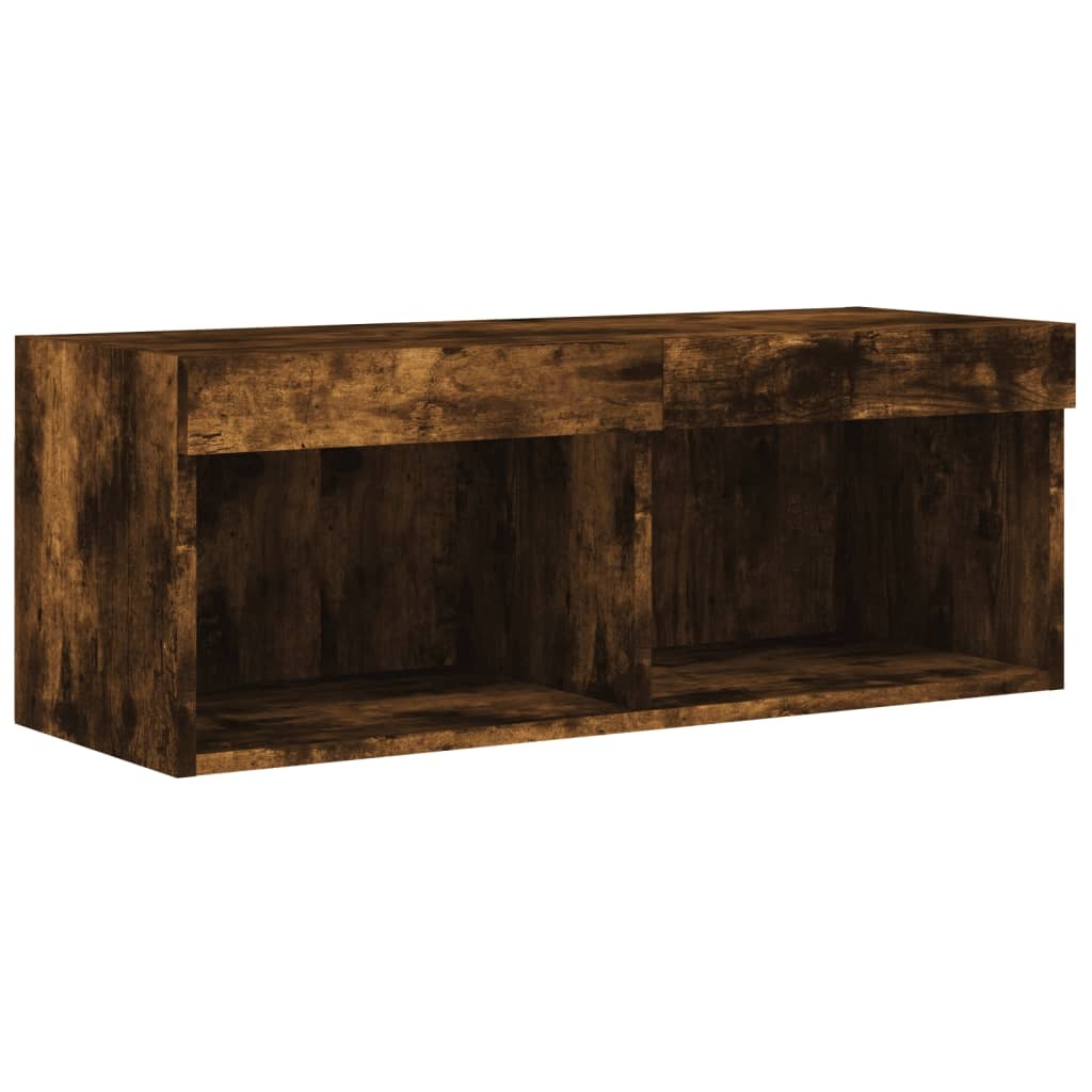 TV Cabinet with LED Lights Smoked Oak 80x30x30 cm