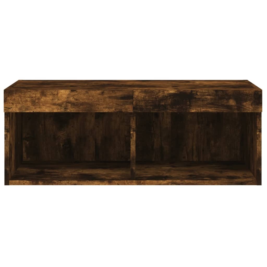TV Cabinet with LED Lights Smoked Oak 80x30x30 cm