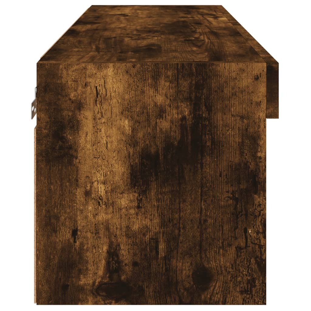 TV Cabinet with LED Lights Smoked Oak 80x30x30 cm