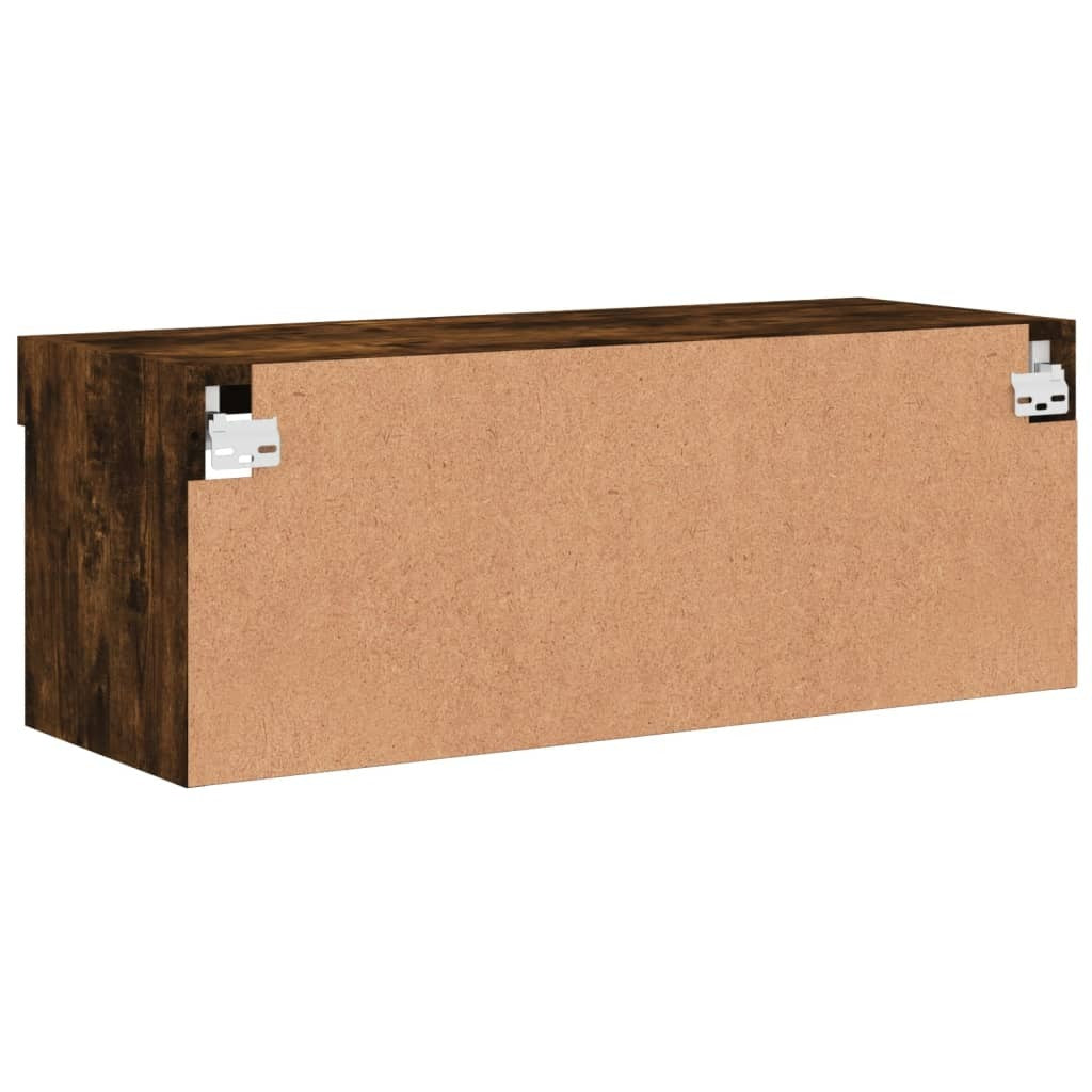 TV Cabinet with LED Lights Smoked Oak 80x30x30 cm