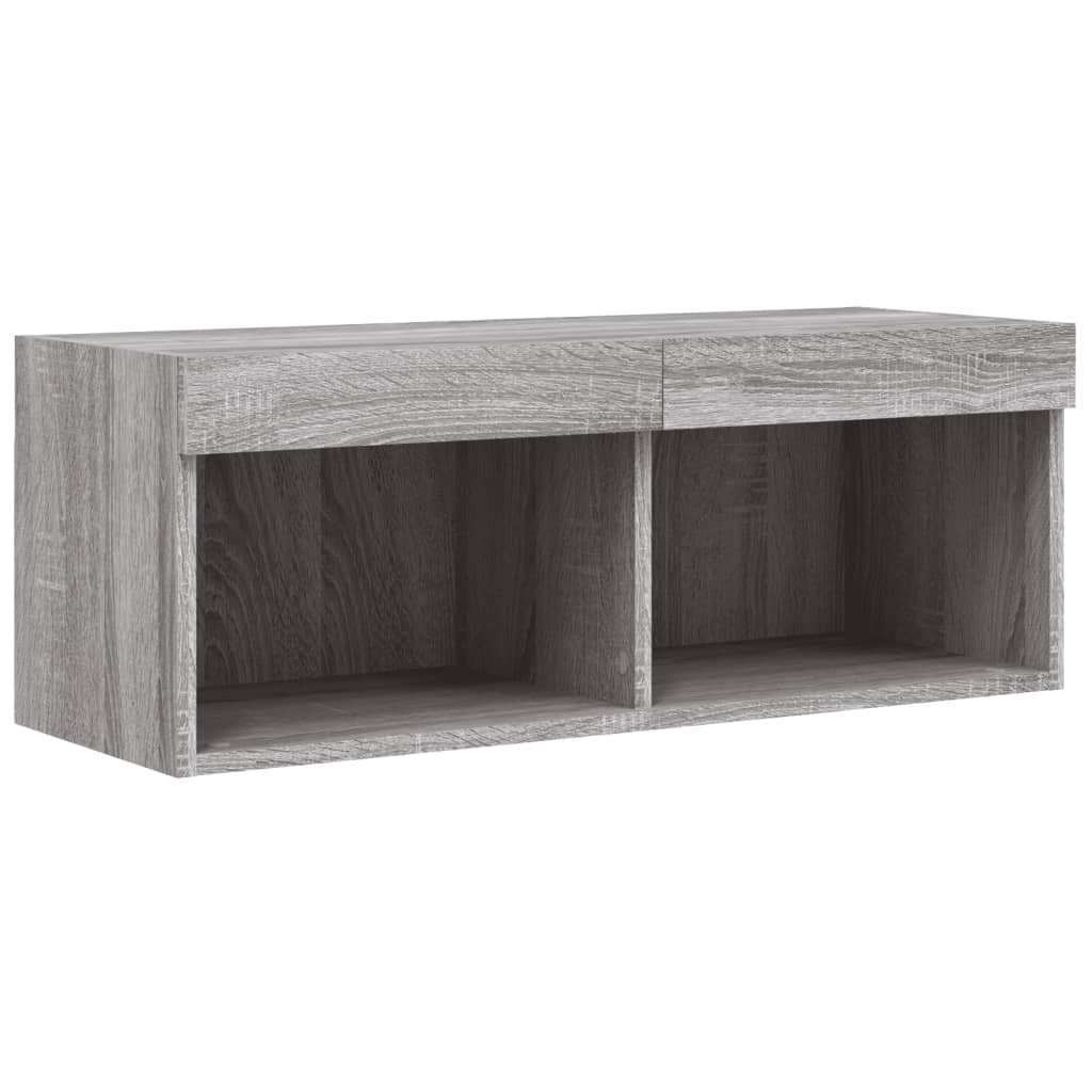 TV Cabinet with LED Lights Grey Sonoma 80x30x30 cm