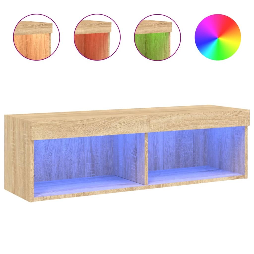 TV Cabinet with LED Lights Sonoma Oak 100x30x30 cm